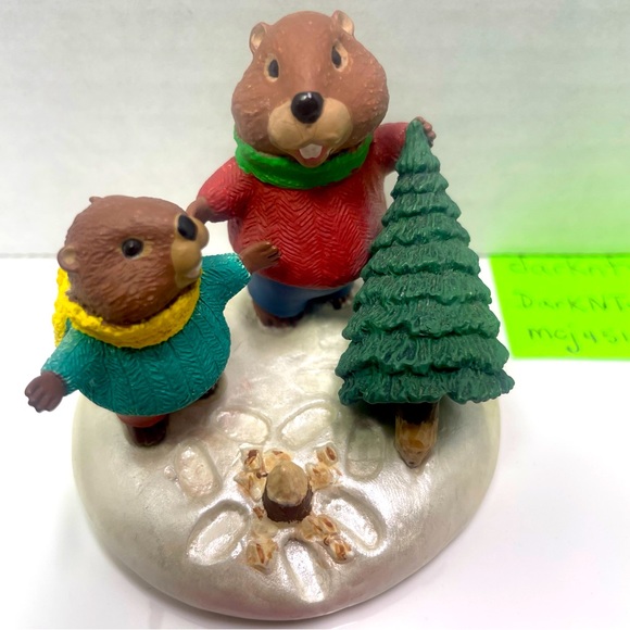 Vintage 1990 Hallmark Tender Touches Chopping Down the Xmas Tree Figurine - Picture 7 of 10